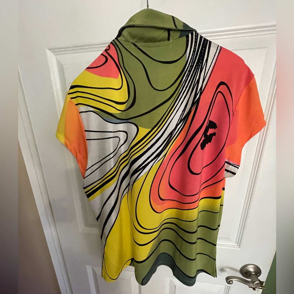 Jamie Sadock Vibrant Abstract Zip Golf Polo - Picture 2 of 4